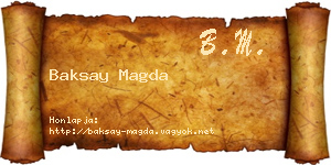 Baksay Magda névjegykártya